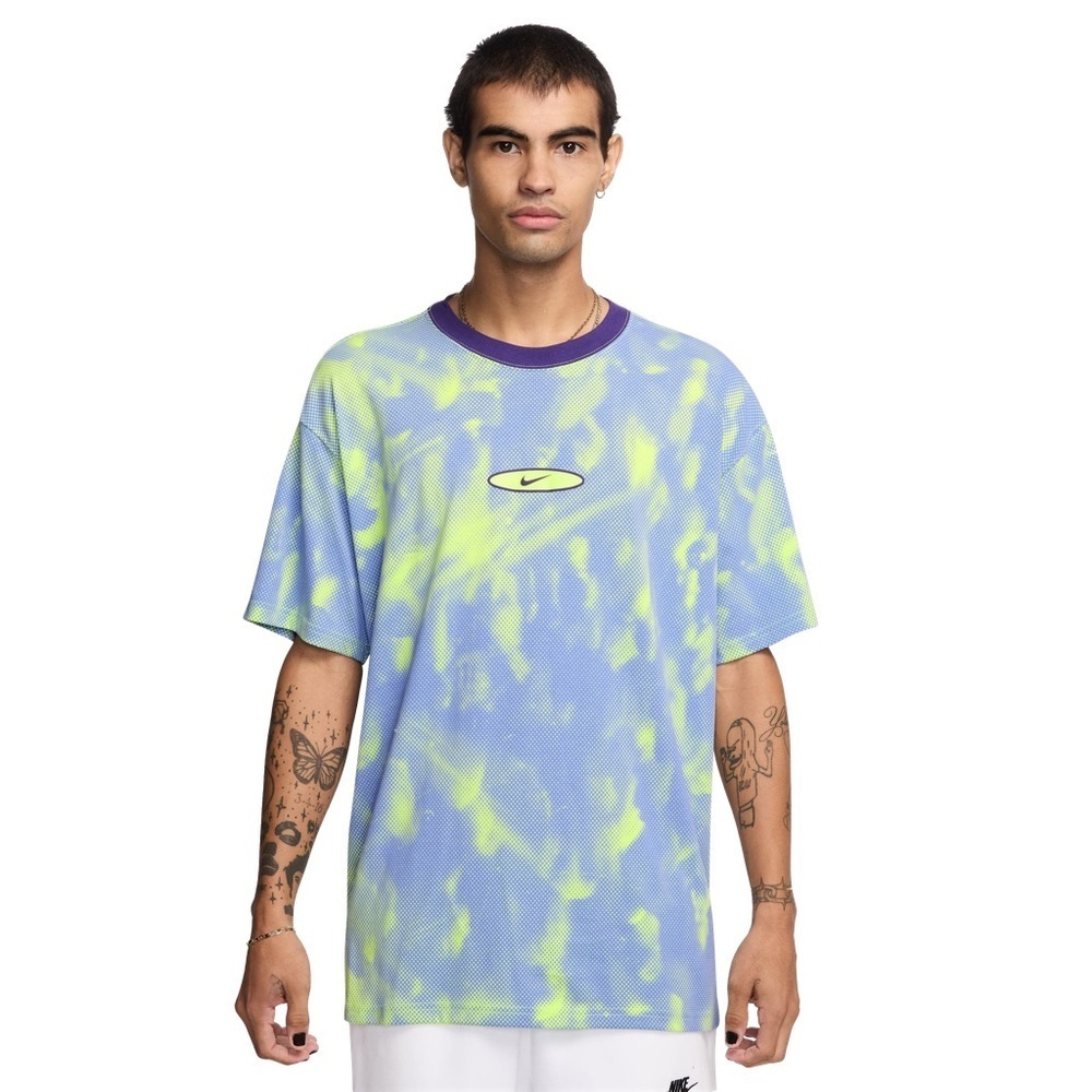 Nike Men's Tie-Dye Blue and Yellow soccer Tee